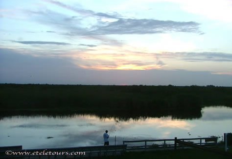 fisherman at sunset at Loxahatchee