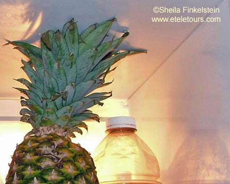 pineapple reflections in refrigerator