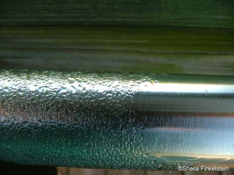 dew on railing in Green Cay Wetalnds