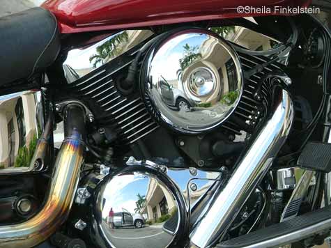 reflections in Kawaski motorcycle