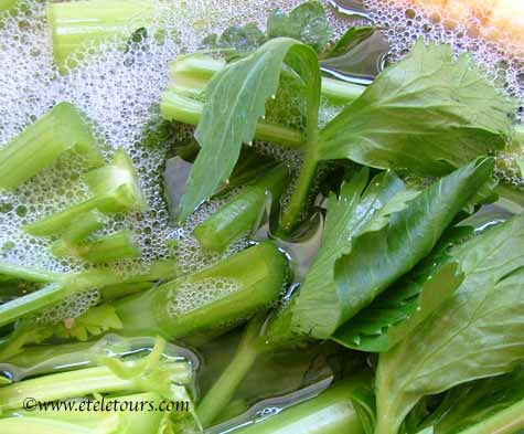 celery in rinse water